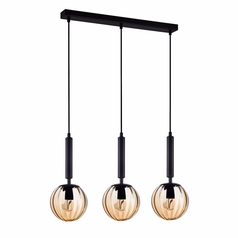Lampadario Ravena nero e miele 3xE27x40W in vetro, dimensioni: 148x47,5x15 cm, IP20, Italux