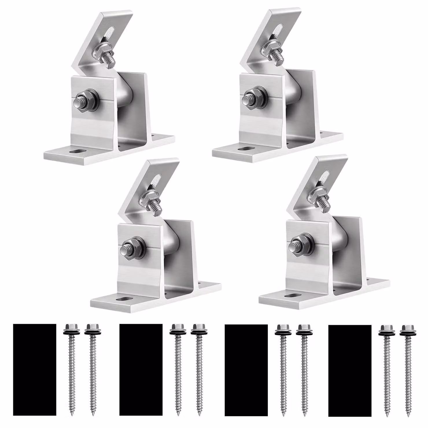 Set di 4 supporti solari in alluminio, inclinabili da 10 a 60°, per tetti/balconi