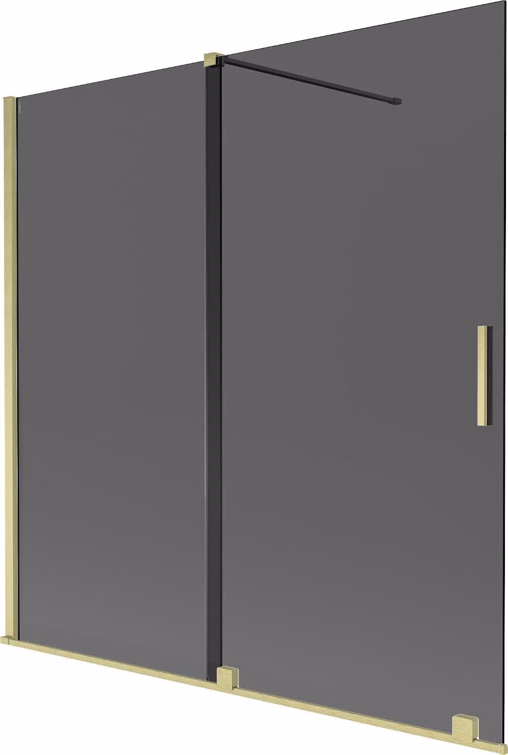Mexen Velar paratia per vasca da bagno a 2 ante scorrevoli 160 x 150 cm, grafite, oro spazzolato - 896-160-000-41-55