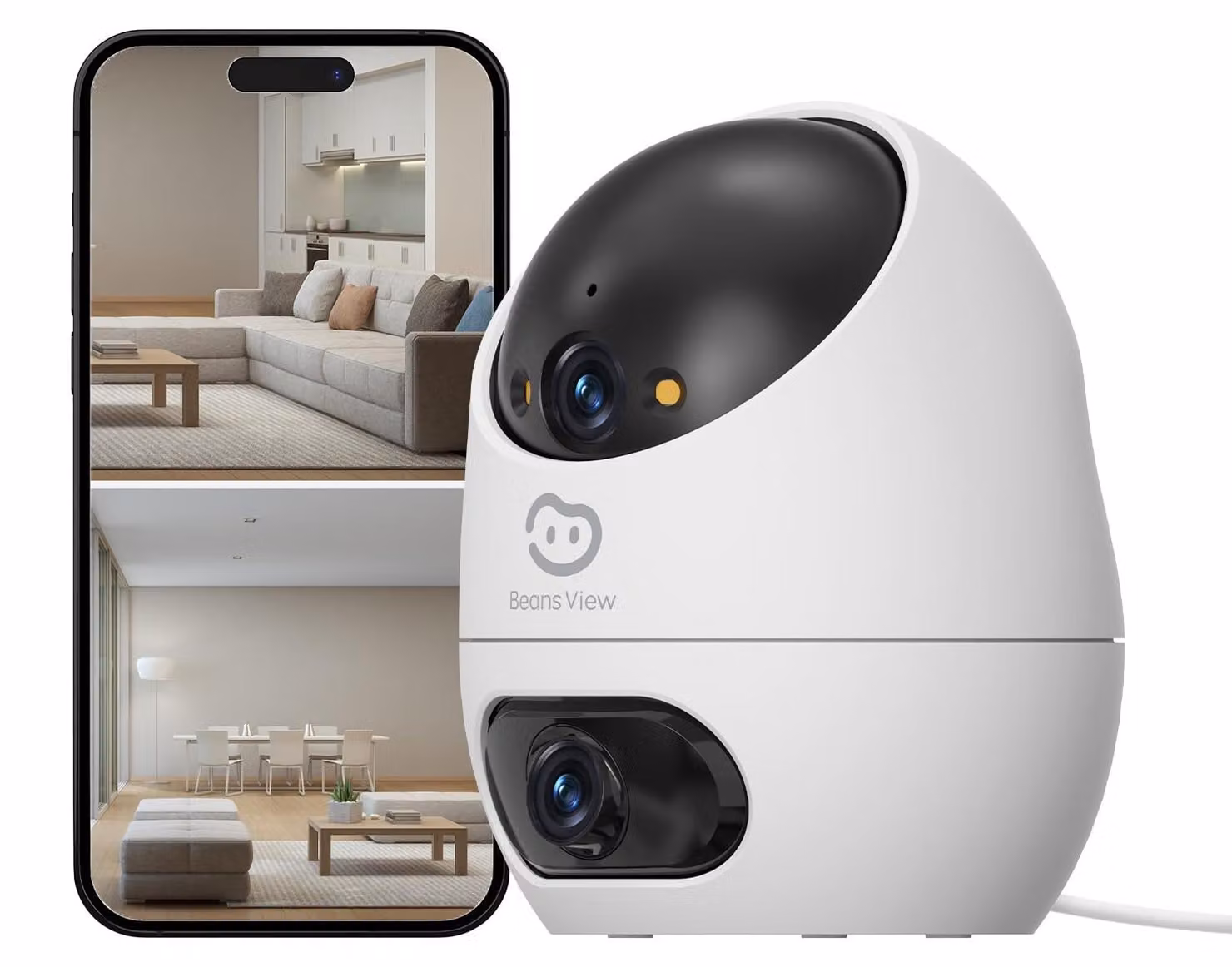EZVIZ D220 Dual 2K, telecamera IP di sicurezza, per interni, wireless, da parete, bianca, a cupola