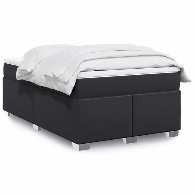 Letto a molle con materasso vidaXL in similpelle nero e bianco L/P: 120 x 200 cm