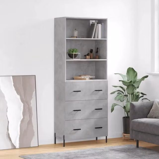 Credenza Grigio Cemento 69,5x34x180 cm in Legno Multistrato 3189393