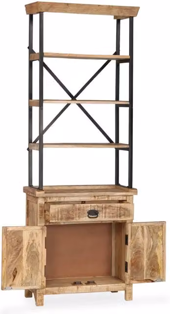 Credenza con Ripiani in Legno Massello di Mango 65x30x180 cm 244943