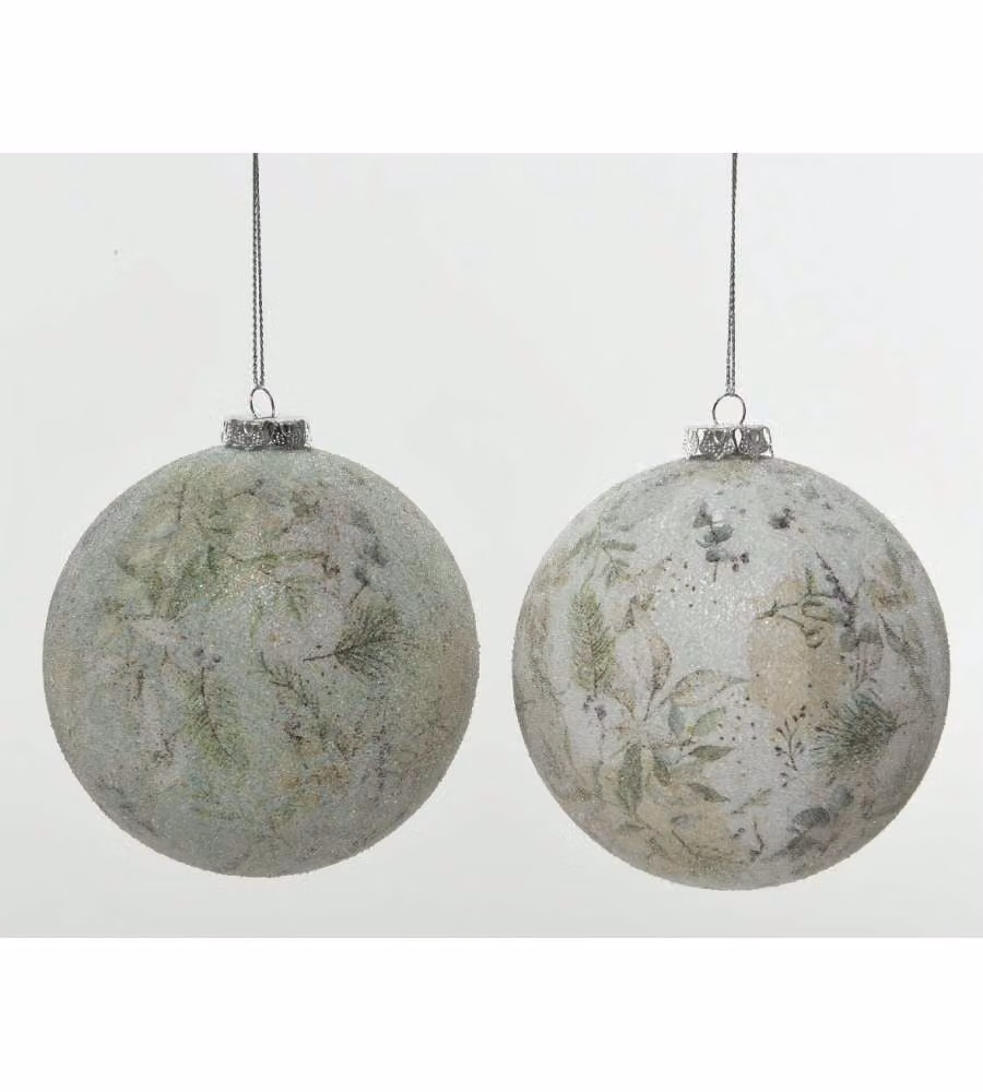 Kaemingk Pallina Natalizia in Gommapiuma - Bianco/Verde - 10cm