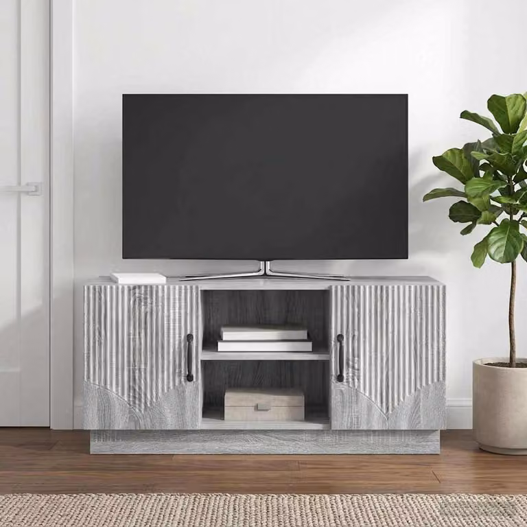 Mobile TV vidaXL moderno in legno ingegnerizzato grigio, L 102 x P 34,5 x H 47 cm