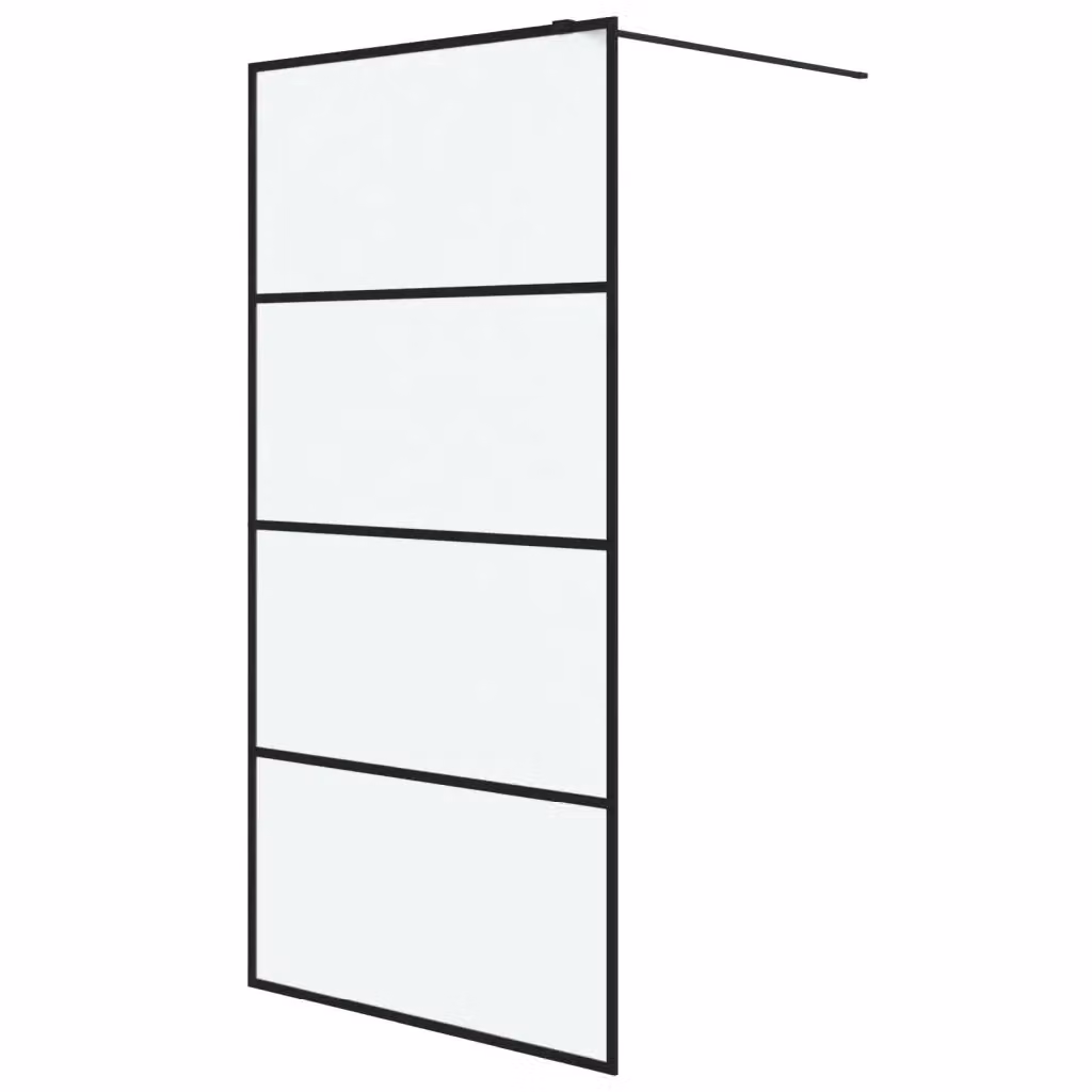 Parete Doccia Walk in vidaXL con Vetro Smerigliato e Profilo Nero, L: 100 cm, H: 195 cm – 2