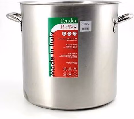 Pentola in acciaio inox Pintinox Tender PNT670A32 colore argento, diametro 32 cm, capacità 25,75 l, adatta a induzione e tutti i piani cottura