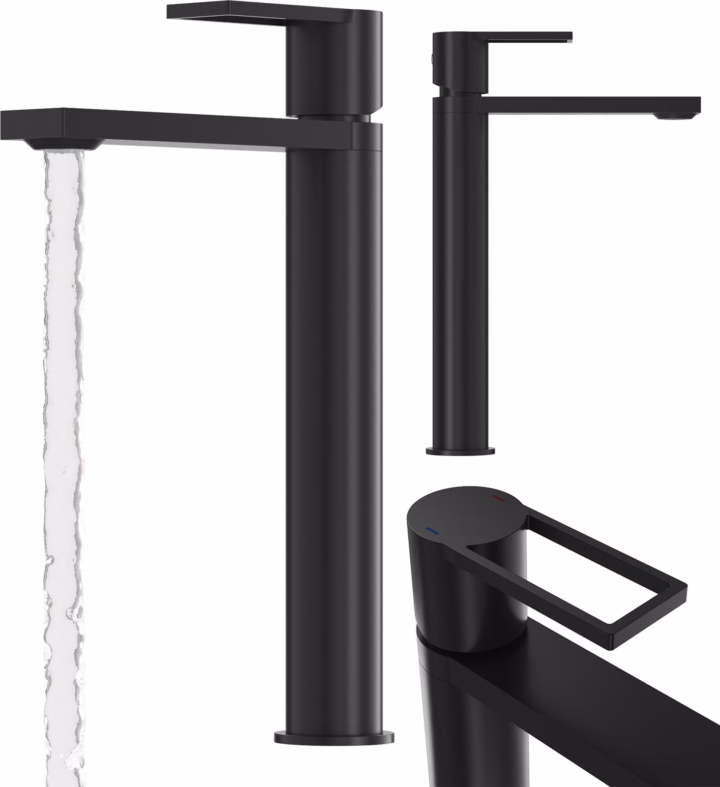 Granitan - Rubinetto per lavabo - Rubinetto da bagno - versione alta - cartuccia in Vetroceramica - nero - ottone - ARMA