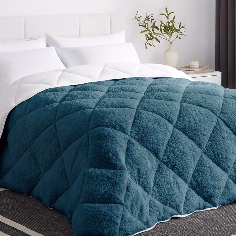 CASABEL Piumone Sherpa Extra Caldo 600g/m², 220x240cm, Blu Ardesia