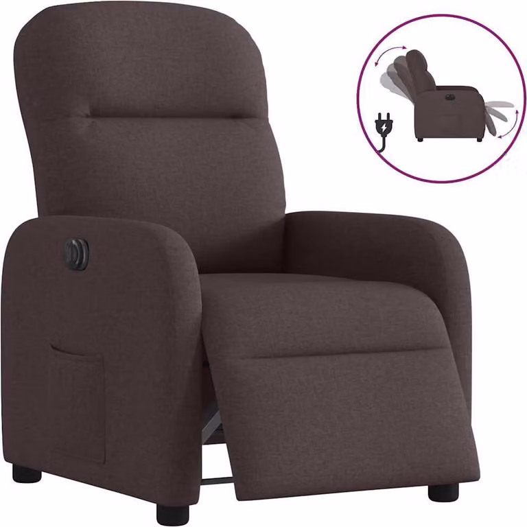Recliner elettrico in tessuto marrone scuro