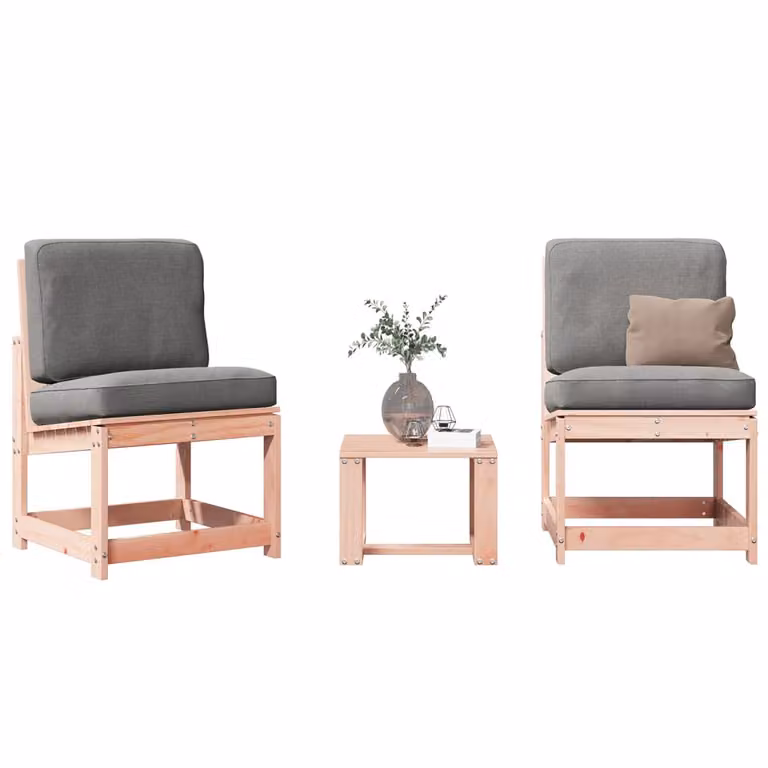 Set Salotto da Giardino vidaXL in Legno Massello di Douglas, 3 Pezzi, Marrone/Grigio