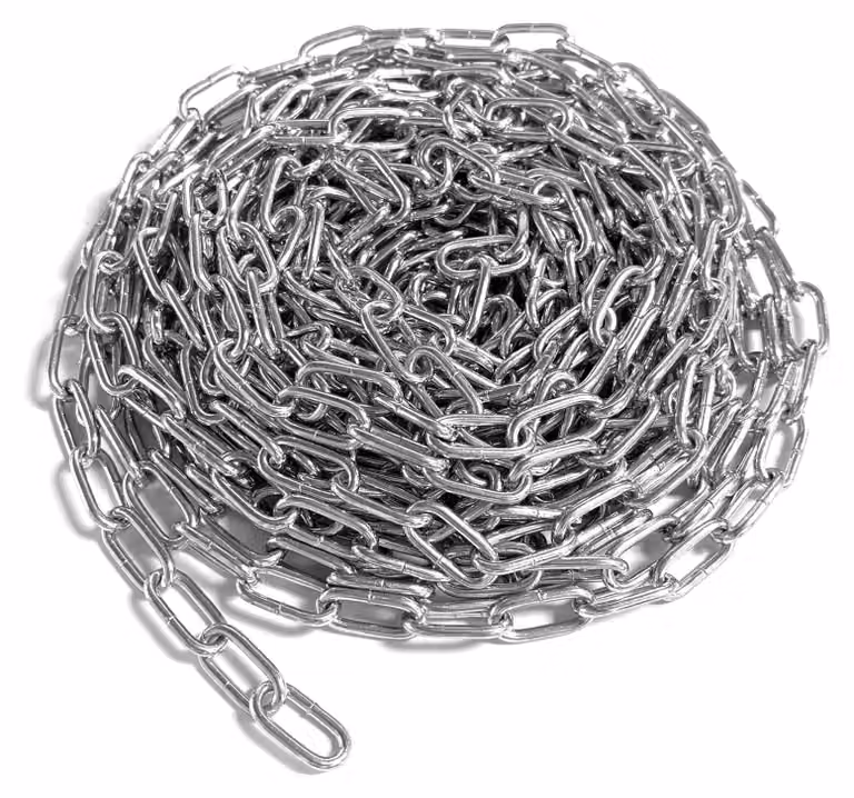 Catena in acciaio, 10 metri, 3 mm, Acciaio al carbonio, colore argento, con ganci