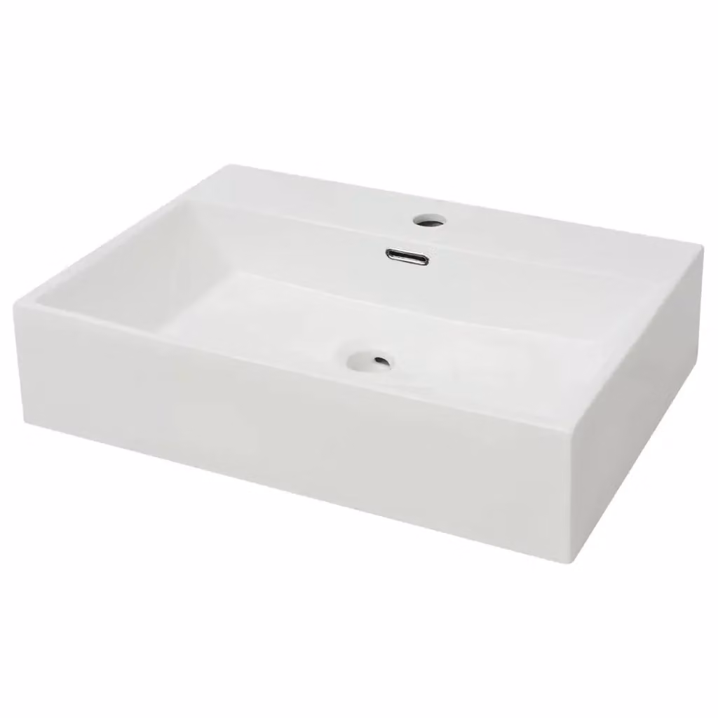 Lavandino in ceramica bianca con foro per rubinetto vidaXL L: 60,5 cm, P: 42,5 cm, H: 14,5 cm – 2