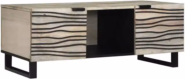 Tavolino da salotto moderno vidaXL in legno di acacia beige e nero L: 100 cm, P: 54 cm, H: 40 cm