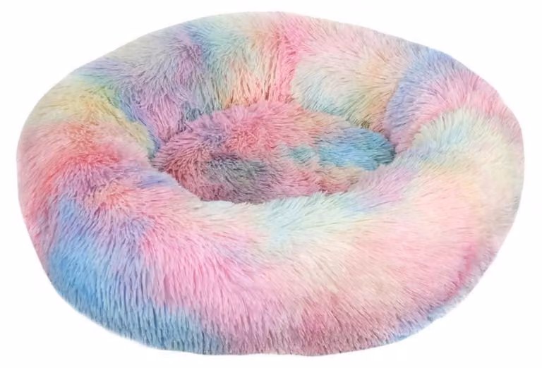 Cuccia per cani, cuccia per gatti, morbida, rotonda, 90 cm, arcobaleno
