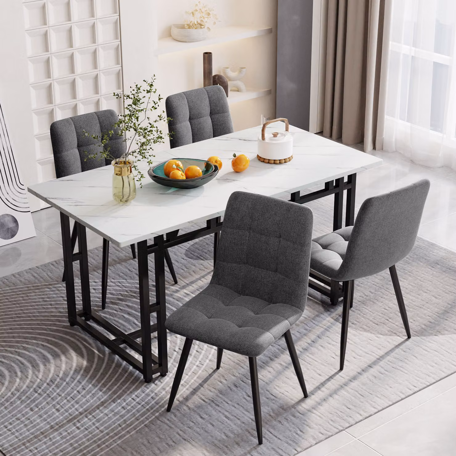 Fortuna Lai Light Tavolo da pranzo con gambe moderne in metallo (1-St) - per sala da pranzo e soggiorno Tavolo con gambe nere 140x80cm