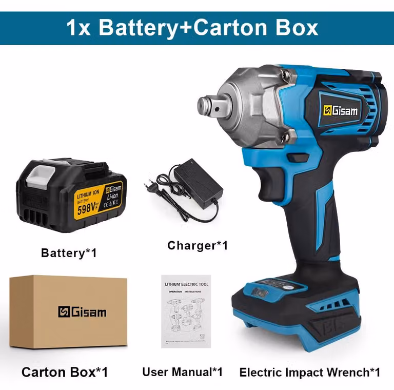 Avvitatore a percussione a batteria da 18V - Avvitatore a percussione con attacco quadrato da 1,27 cm - Coppia di 1200 Nm - Motore brushless - Senza fili - Include 1 batteria, tipo 1
