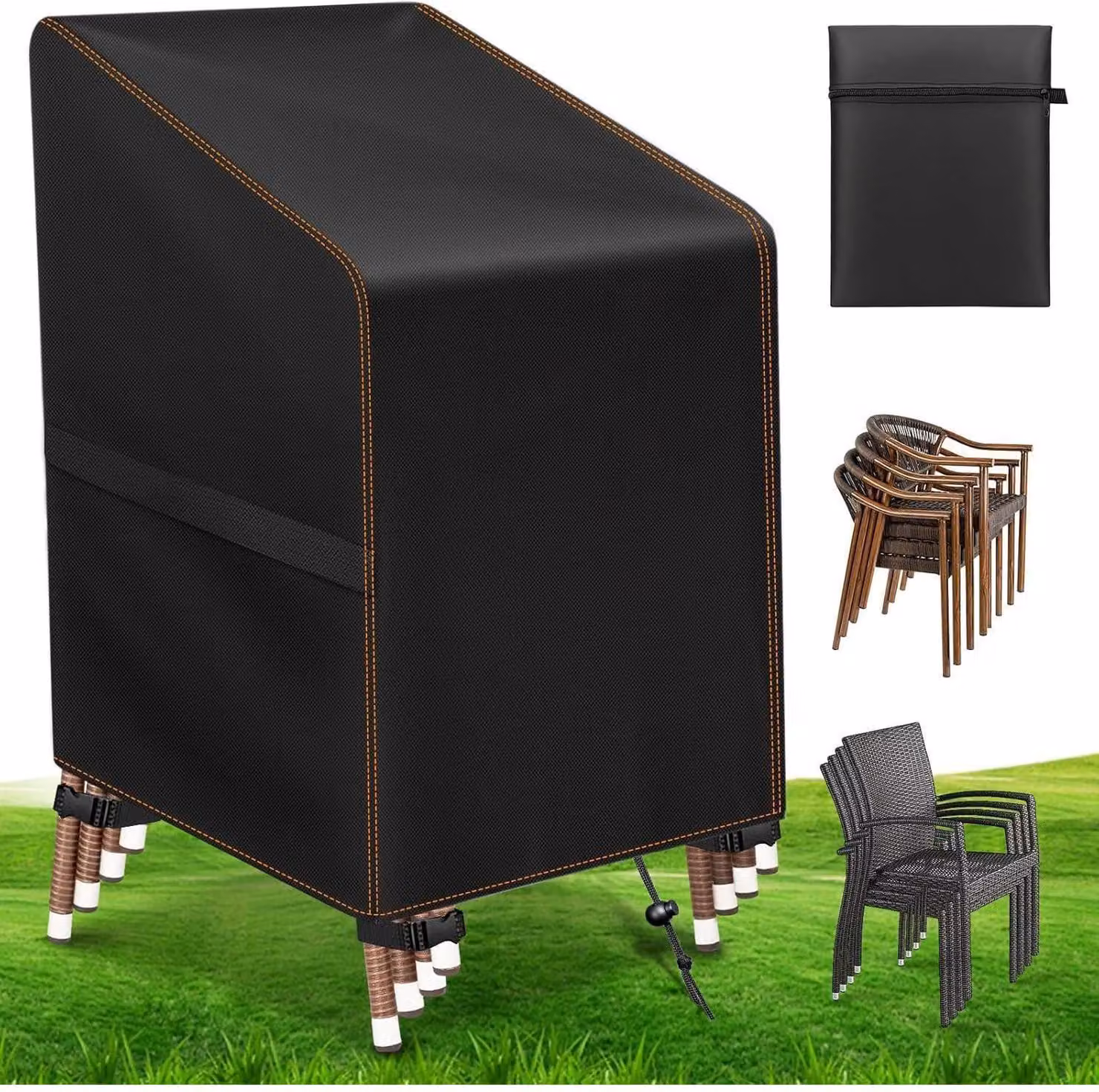 Telo protettivo per sedie da giardino in tessuto Oxford 420D Impermeabile e resistente all'inverno 65x65x75/120cm