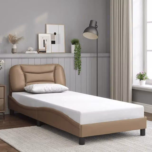 Giroletto senza Materasso-Struttura Letto Hvar Cappuccino 90x190 cm in Similpelle