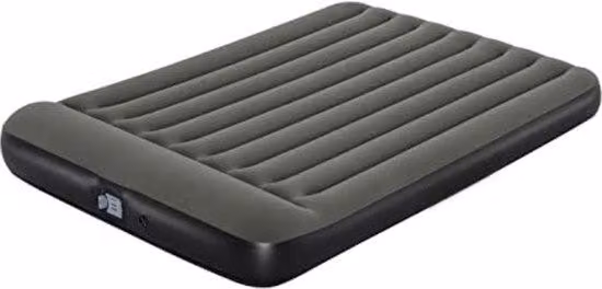 Letto matrimoniale con pompa integrata - Letto matrimoniale autogonfiabile - Materasso gonfiabile per 2 persone con pompa a batteria integrata - Formato XL 203 x 152 x 30 cm - Grigio