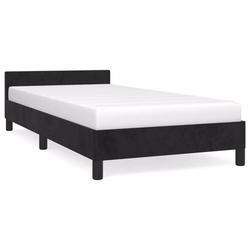 Giroletto con Testiera senza Materasso Nero 90x190 cm Velluto