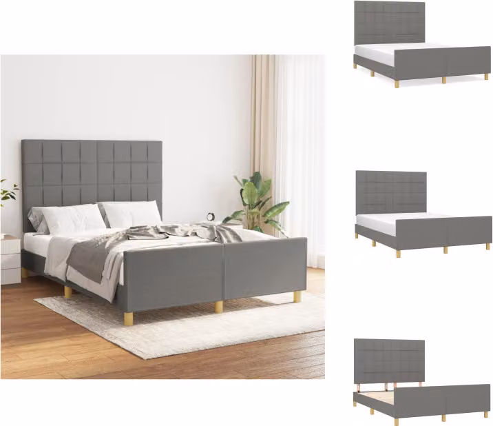 vidaXL Struttura letto con testiera in tessuto grigio scuro 140x200 cm - Letti e strutture letto