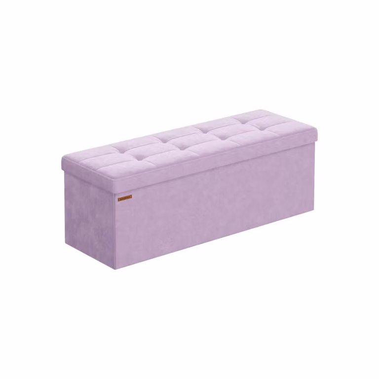 Cassapanca Pieghevole in Velluto con Scatole, Lilla Chiaro / 38 x 110 x 38 cm