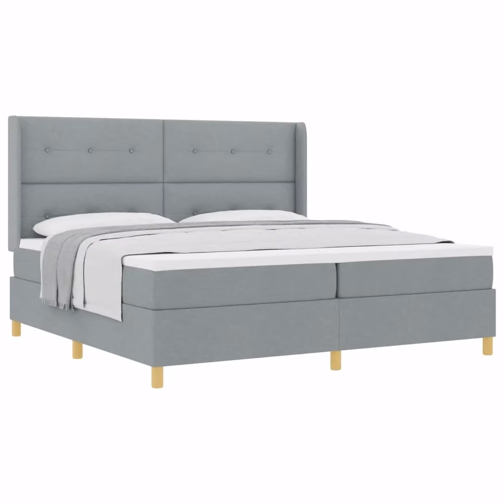 Letto a molle moderno vidaXL con testiera in tessuto grigio e dettagli oro, L/P/H: 200 x 200 x 128 cm – 2