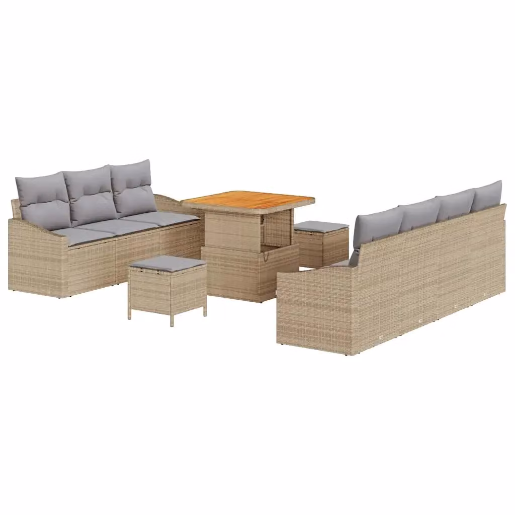Set Divano da Giardino Moderno vidaXL con 10 Cuscini Beige e Grigio – 2