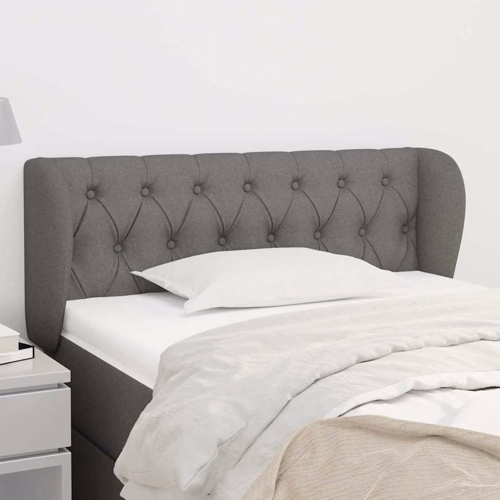 Testiera ad orecchio vidaXL in tessuto grigio scuro, L: 93 cm, P: 23 cm, H: 78/88 cm