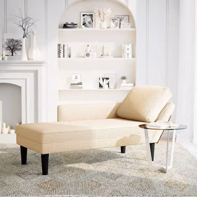 Sdraio con Cuscino in Velluto a Coste Beige vidaXL