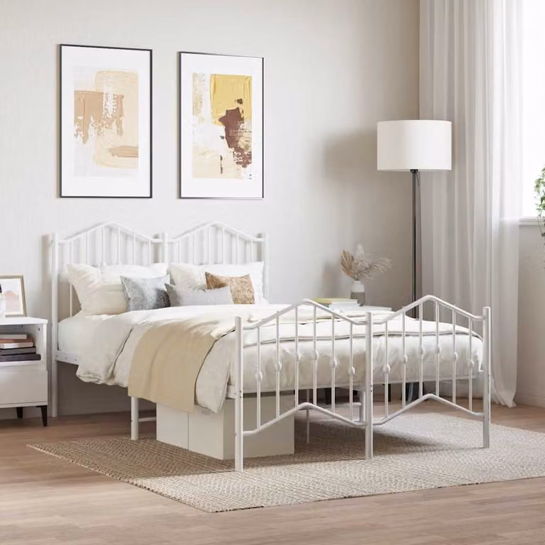 vidaXL Giroletto in metallo bianco con testiera e pediera L/P: 120 x 200 cm