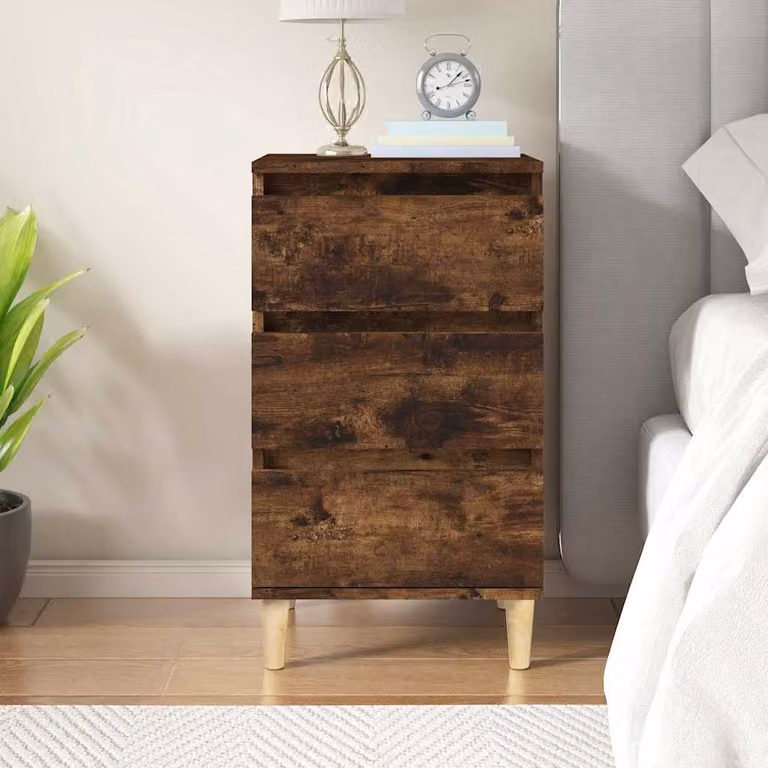 Comodino vidaXL in legno multistrato Rovere Fumo, L: 40 cm, P: 35 cm, H: 70 cm