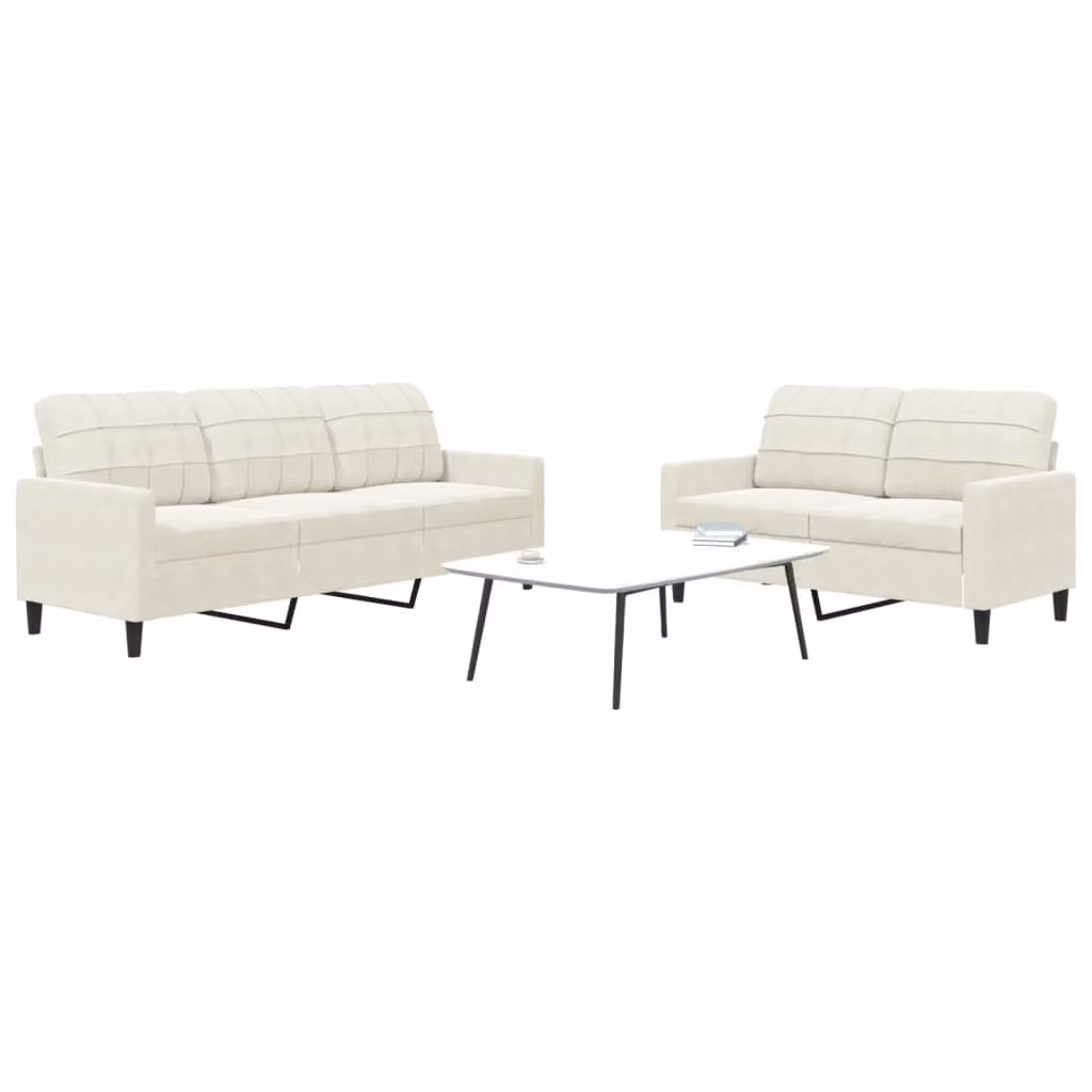 Maison Exclusive - Set divano a 2 posti con cuscini in velluto color crema