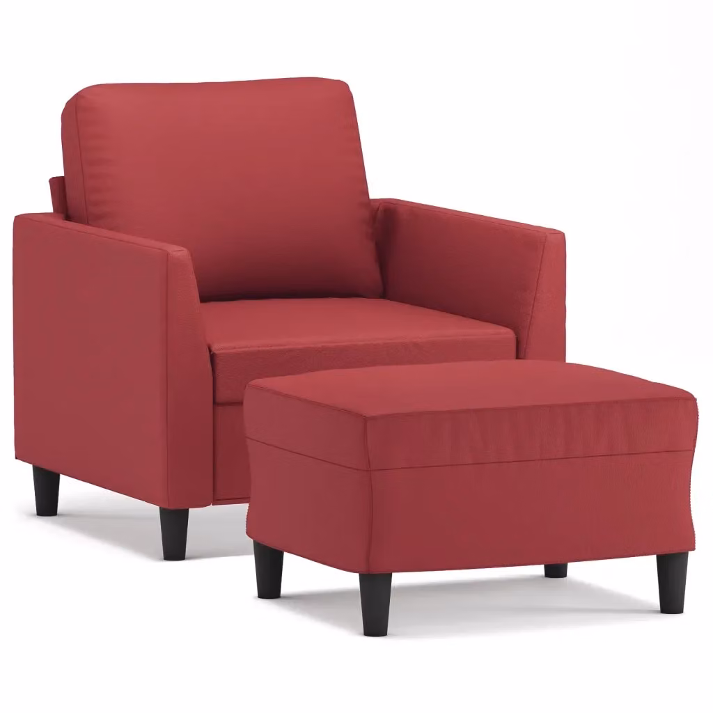 Poltrona relax con poggiapiedi vidaXL in similpelle rossa per soggiorno – 2