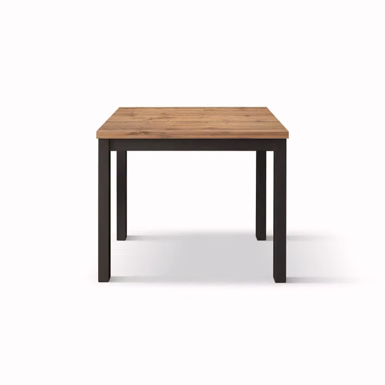 Tavolo POSITANO in legno effetto rovere e gambe antracite, allungabile a libro 90×90 cm – 180×90 cm