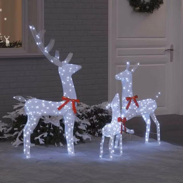 Set di 3 renne decorative con illuminazione LED vidaXL, colore bianco freddo, in tessuto e plastica, L/P/H: 68 x 26 x 127 cm – 1