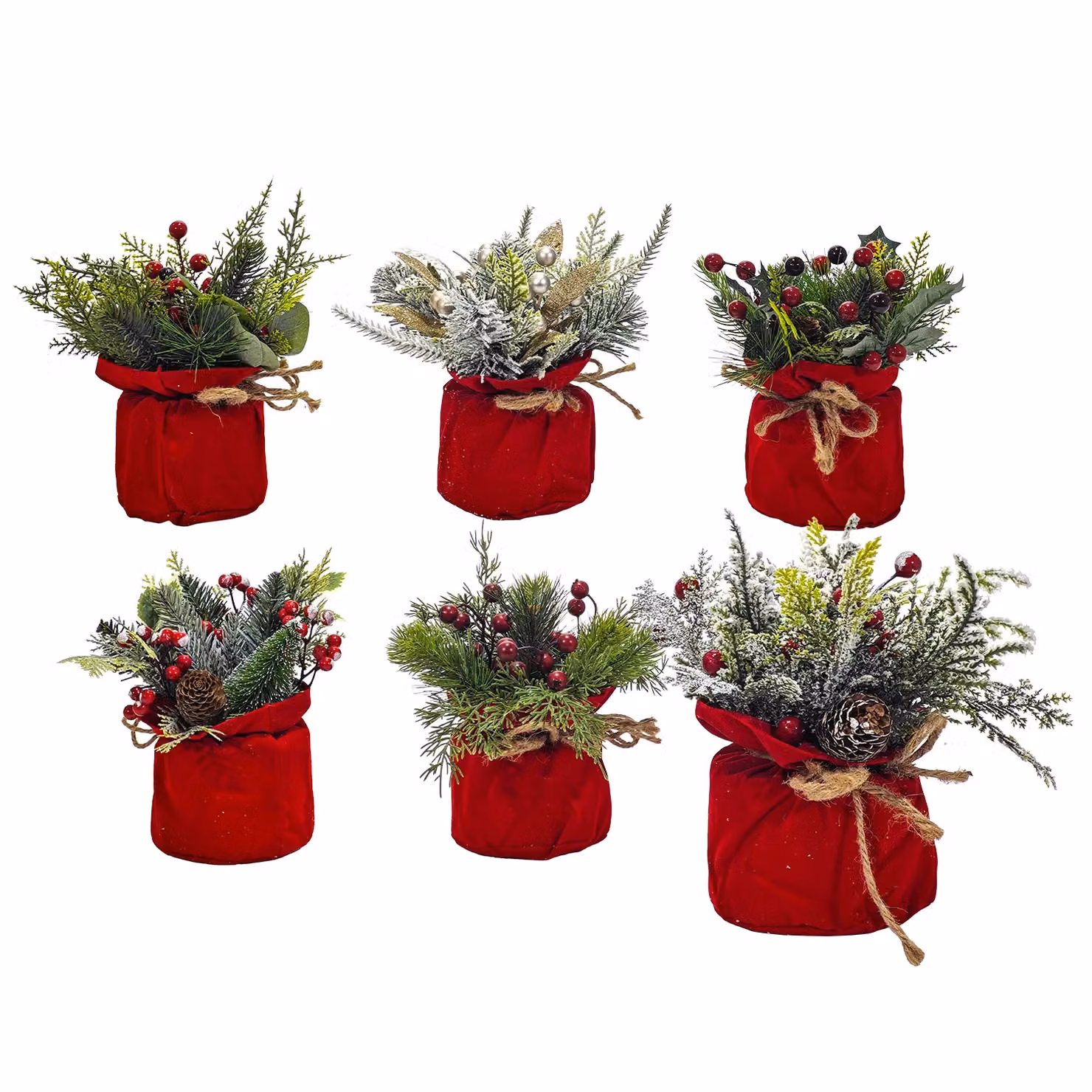 Piantina Natalizia Decorativa VESTIAMO CASA Verde e Rossa, Altezza: 21 cm