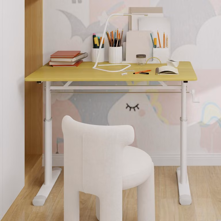 Scrivania regolabile in altezza per bambini e adulti – 100 x 60 x 90 cm, beige