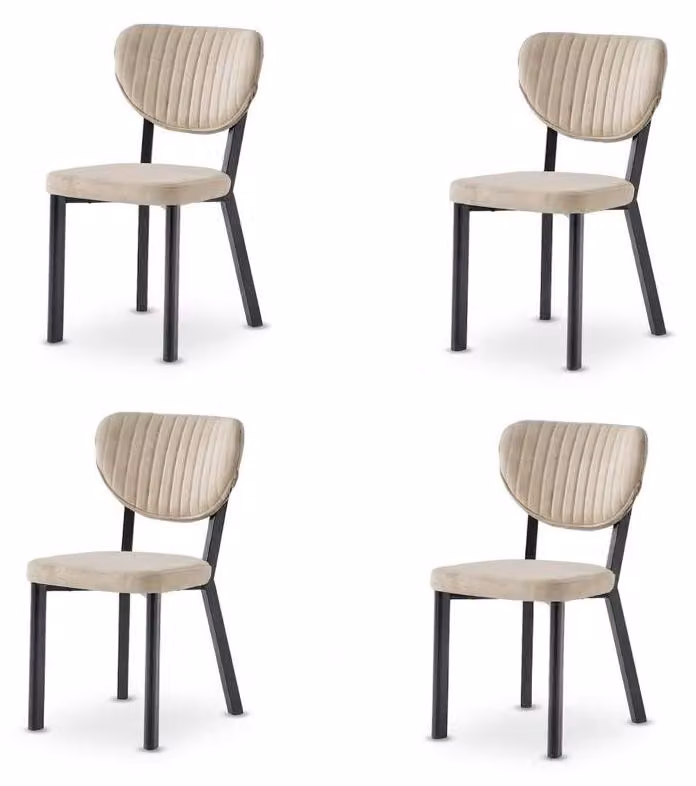 Set di 4 sedie moderne, rivestite in tessuto, comode, color marrone. Morbide e confortevoli