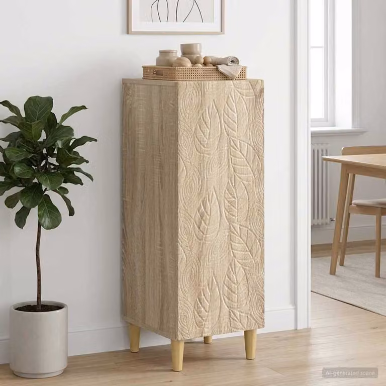 Credenza moderna vidaXL in legno ingegnerizzato color rovere, L: 33 cm, P: 34,5 cm, H: 90 cm