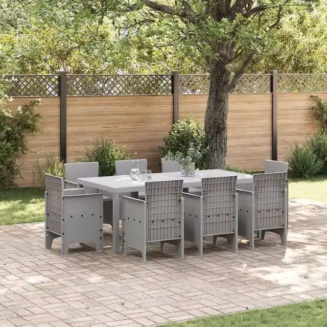 Set da Pranzo per Giardino 9 pz Grigio Chiaro Polipropilene 3378589