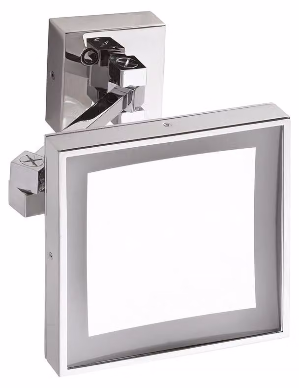 Specchio cosmetico Bemeta con illuminazione a LED, 200 x 200 mm, cromato.