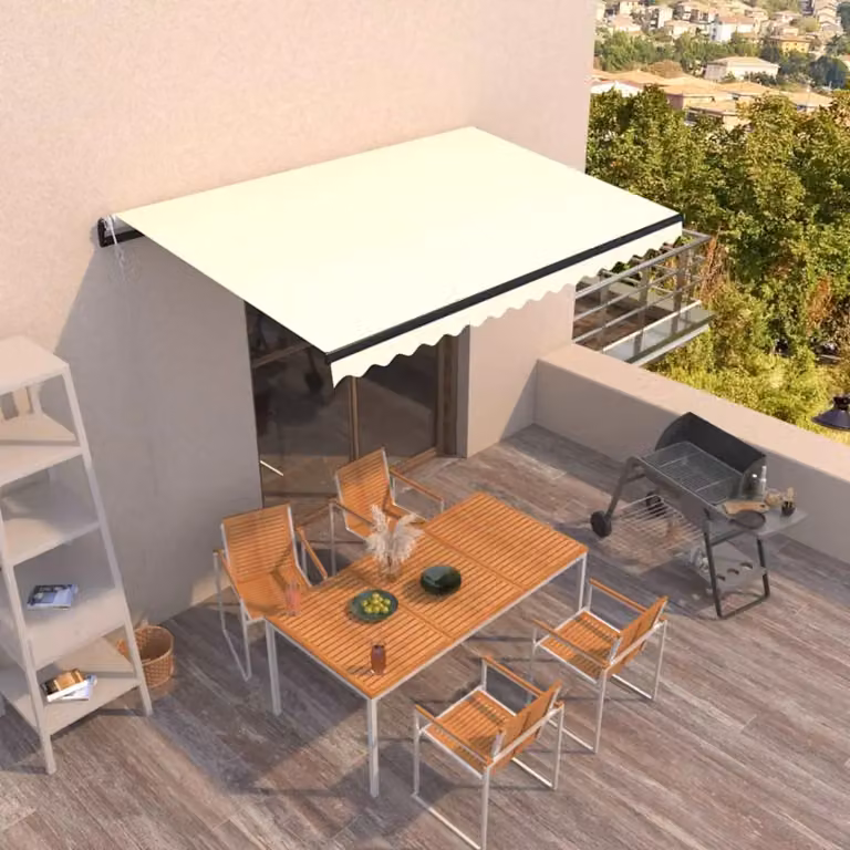 Tenda da Sole Retrattile Automatica vidaXL con Telecomando in Alluminio e Poliestere, L: 400 cm, P: 350 cm, Colore Beige