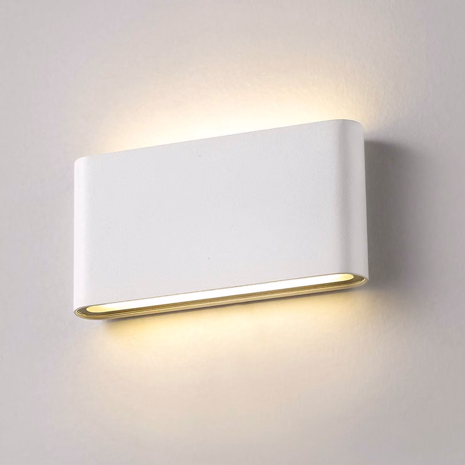 Lampada a LED da parete, 12W, grado di protezione IP65, luce bianco caldo, alluminio, colore bianco