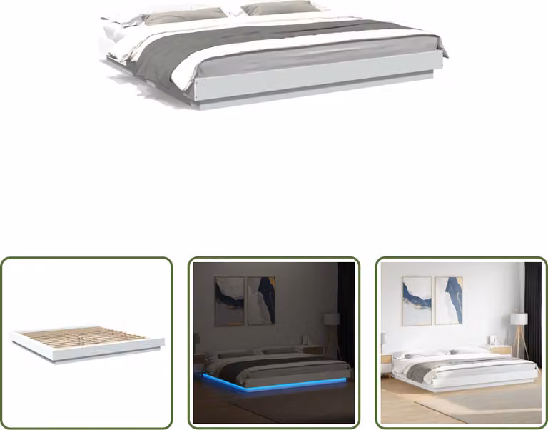 The Living Store Giroletto con LED bianco 200x200 cm Materiale in legno