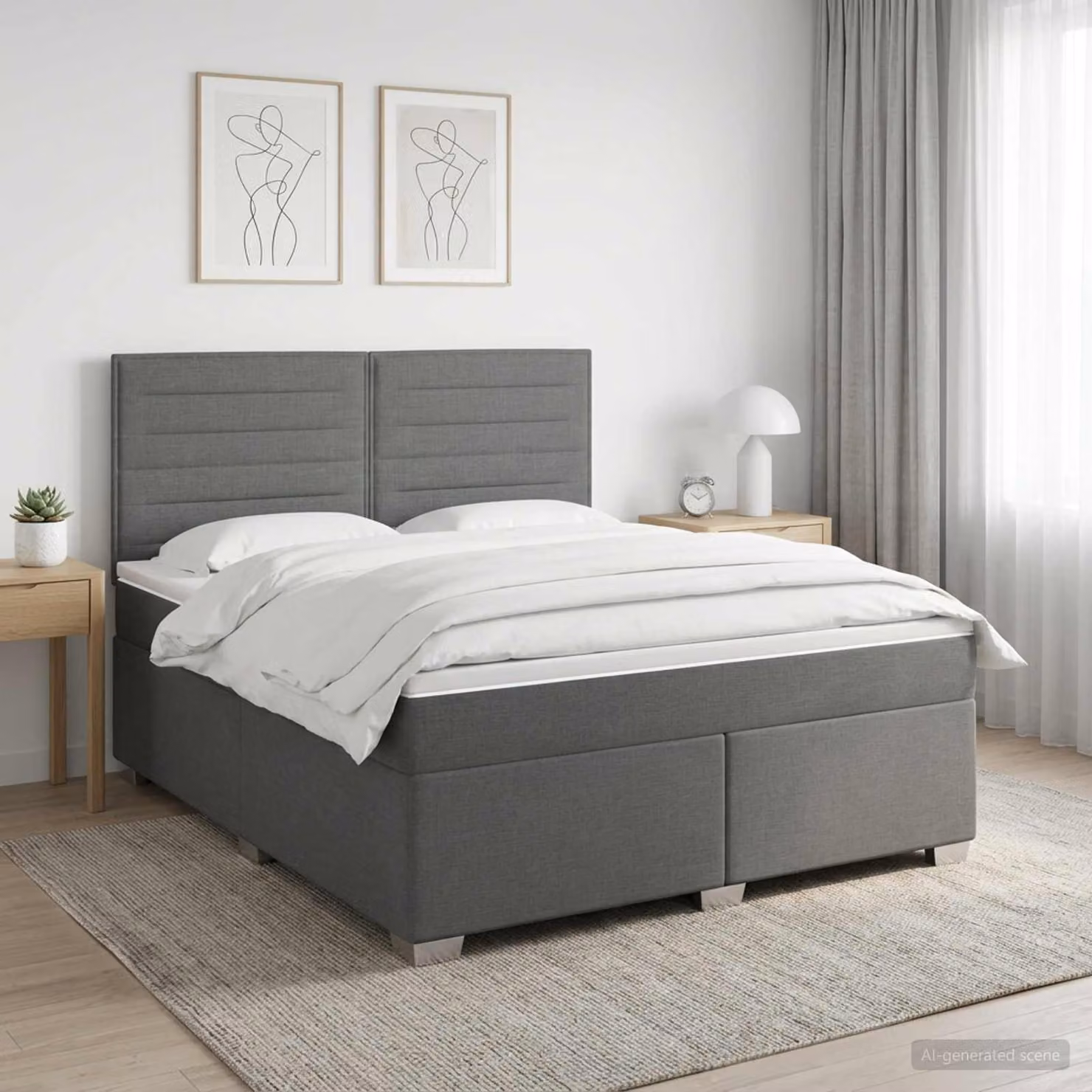 Letto box spring ibrido vidaXL con materasso a molle insacchettate, Grigio e Bianco, L/P: 180 x 200 cm
