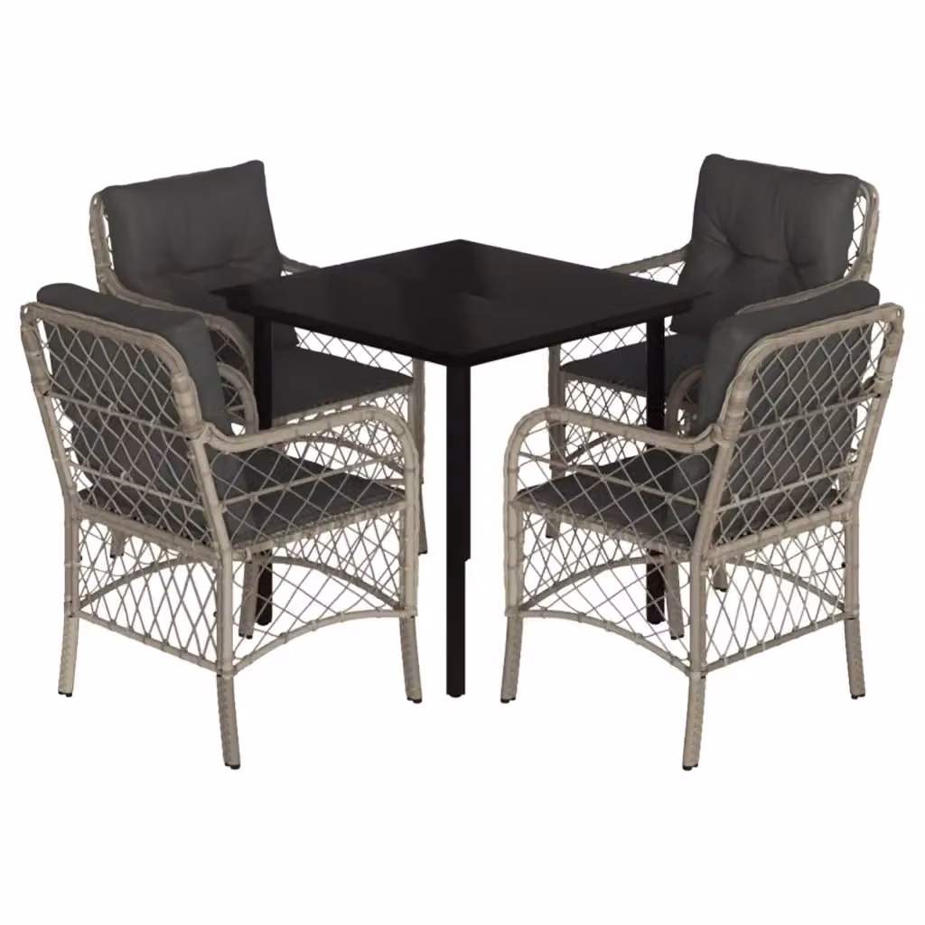 Set da pranzo da giardino moderno vidaXL in polyrattan con piano in vetro, colore antracite – 2