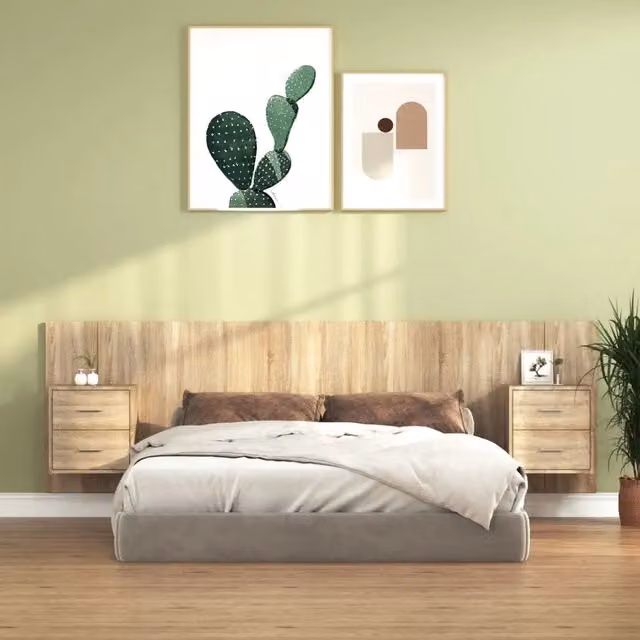 Testiera Letto con Comodini in Legno Multistrato Rovere Sonoma 3115710