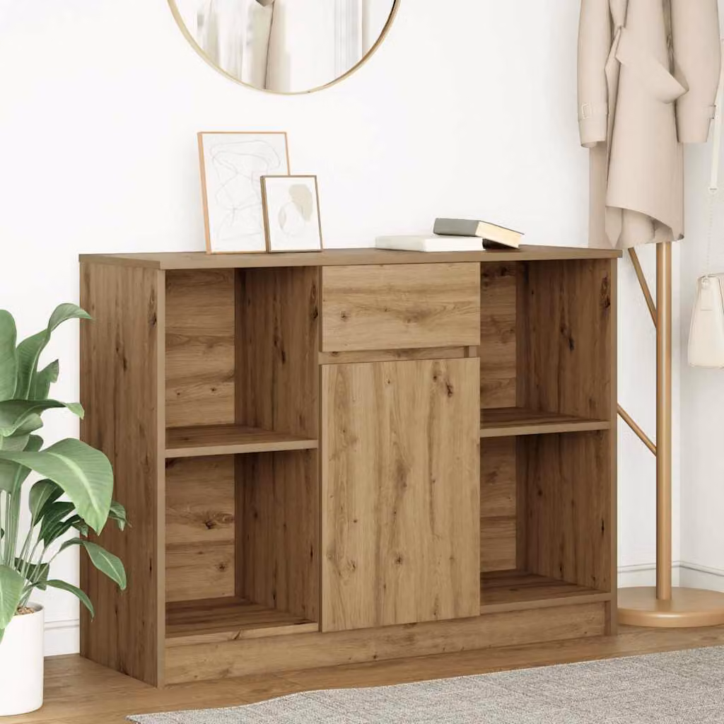 Credenza con cassetto vidaXL in stile moderno, colore rovere, L 101 x P 35 x H 76 cm